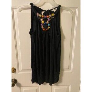 John Paul Richard size Large Black Top with colorful stone accents